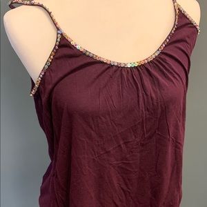 Dark Purple Express Strappy Beaded Tank